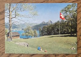 Rütliwiese, Blick nach Brunnen 1965, Rütlistempel