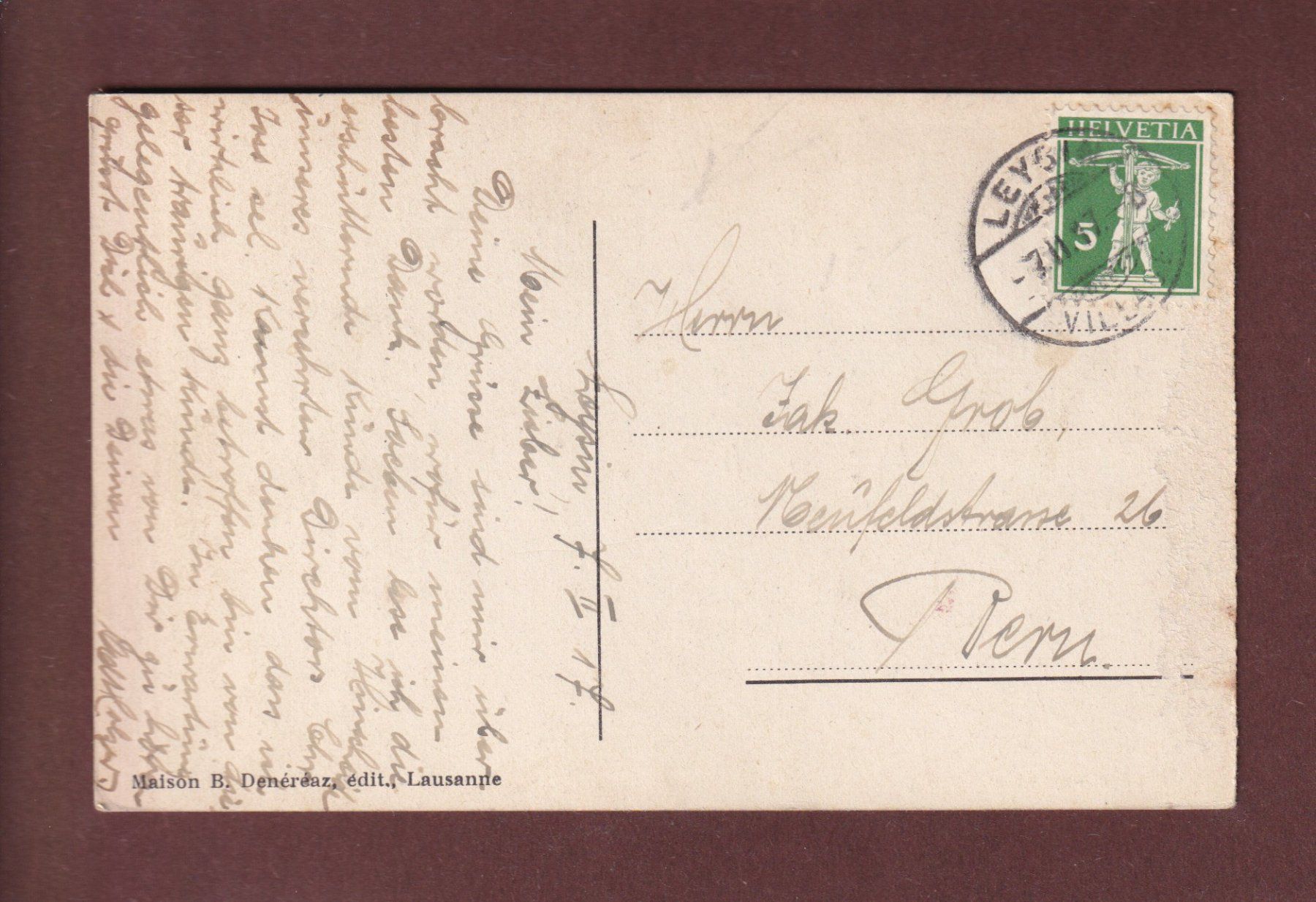 Cartoline postali: LEYSIN en hiver - 1917 – Usato da Pully venduto da nicecards-shop 1