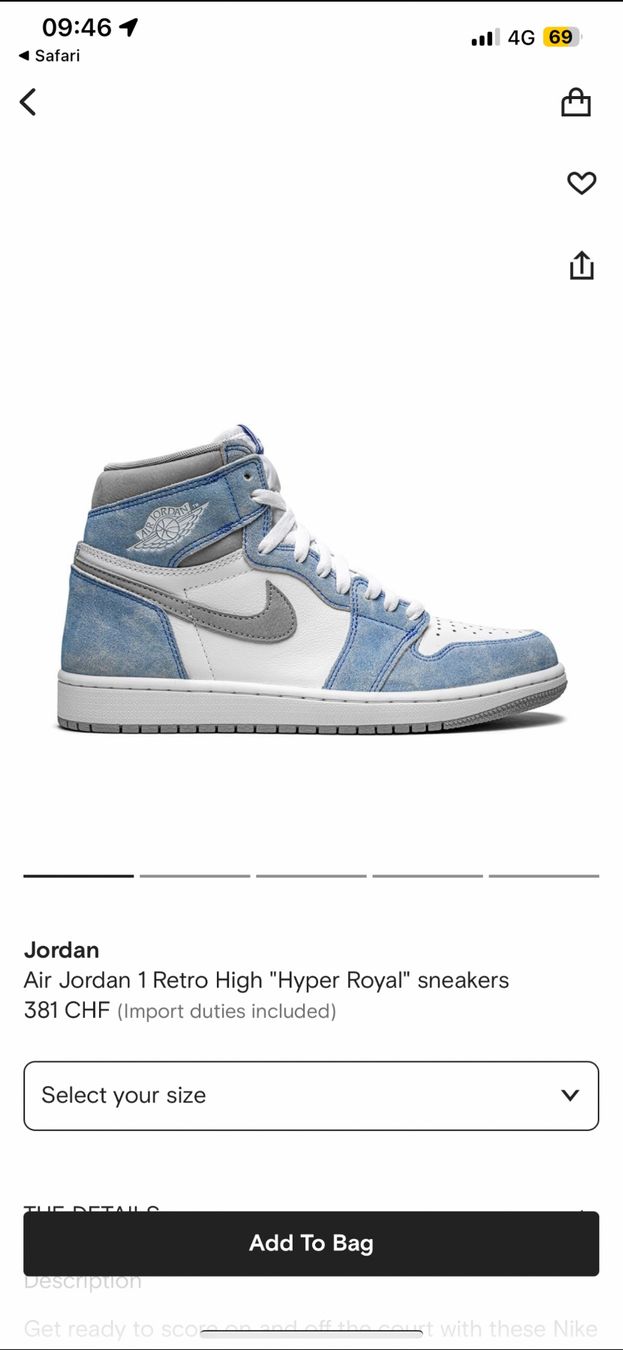 Jordan Scarpe da donna: Air Jordan 1 Retro High "Hyper Royal" – Nuovo (secondo la descrizione) da Zürich venduto da llor.dell 4