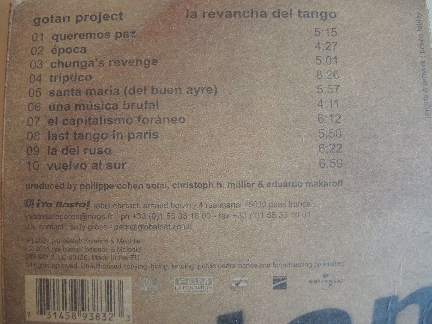 CD: CD  A GOTAN PROJECT la revancha del tango – Usato da Rorschach venduto da maeck8 4