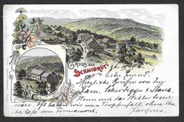 Schmidrüti farbige Lithografie 2 Bilder Ferienkolonie etc.