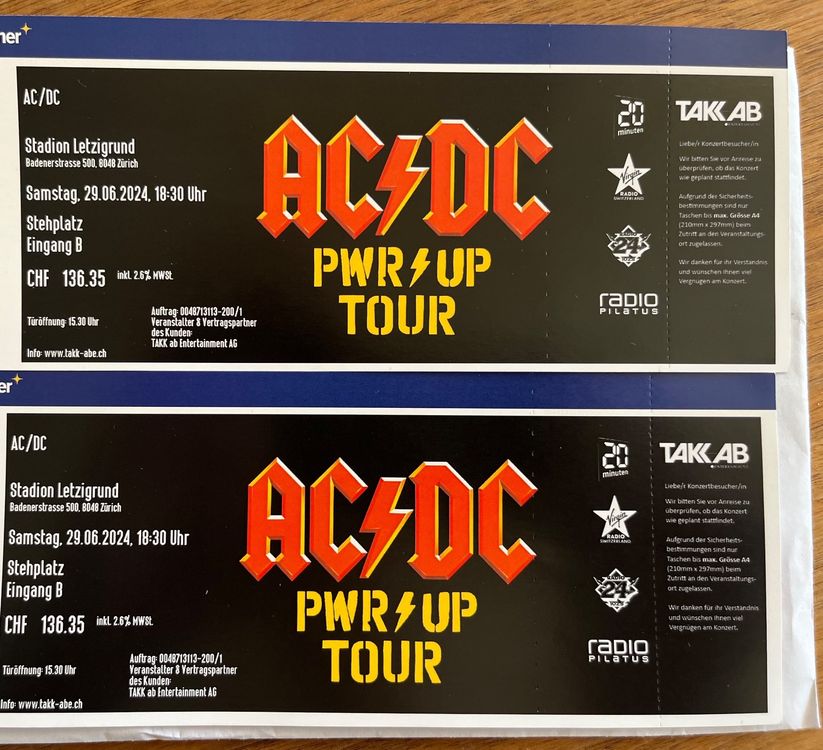 AC DC Tickets | Kaufen auf Ricardo