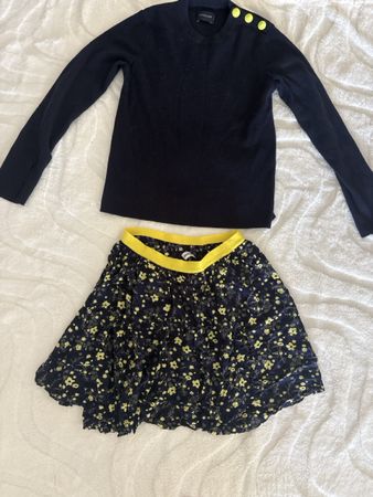 Ensemble Zadig&Voltaire jupe fleurie + pull boutonné