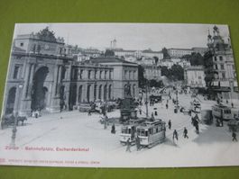 AK Zürich Bahnhofplatz mit Tram