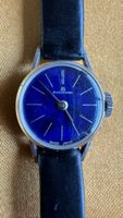 Bucherer Damenuhr, Vintage Handaufzug, Blaues Zifferblatt