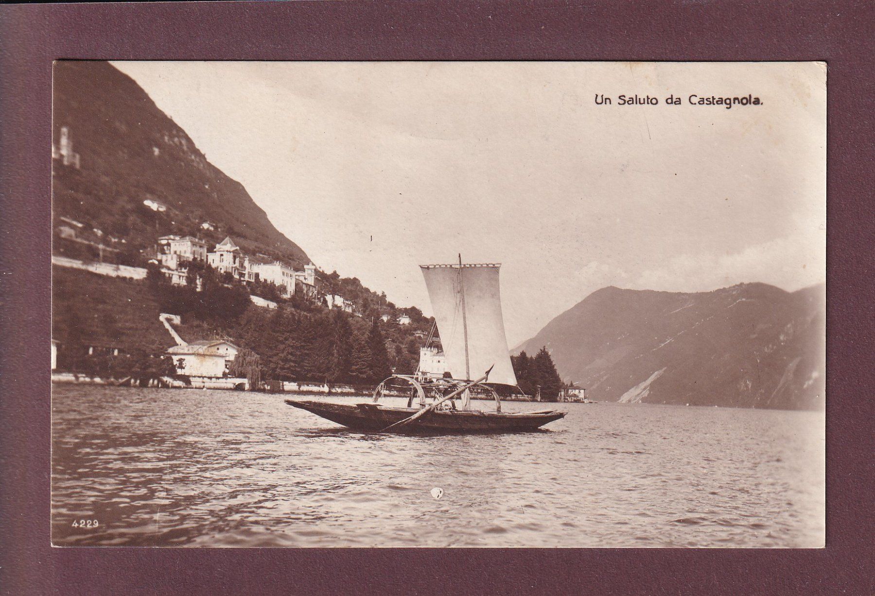 Cartoline postali: Un saluto da CASTAGNOLA - Barca - 1923 – Usato da Pully venduto da nicecards