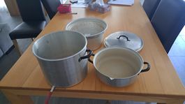 Kochtopf Set Aluminium mit Sieb und Deckel gebraucht