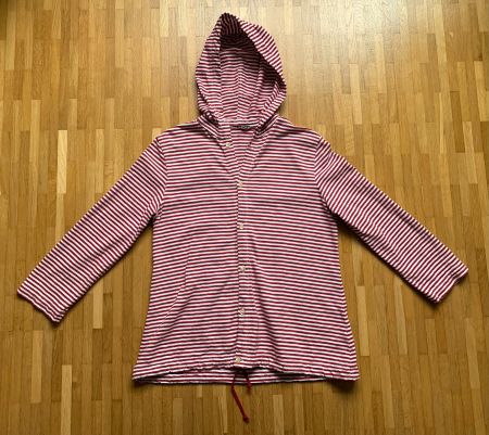 45R Umii908 red and white striped cotton slim hoodie | S/M