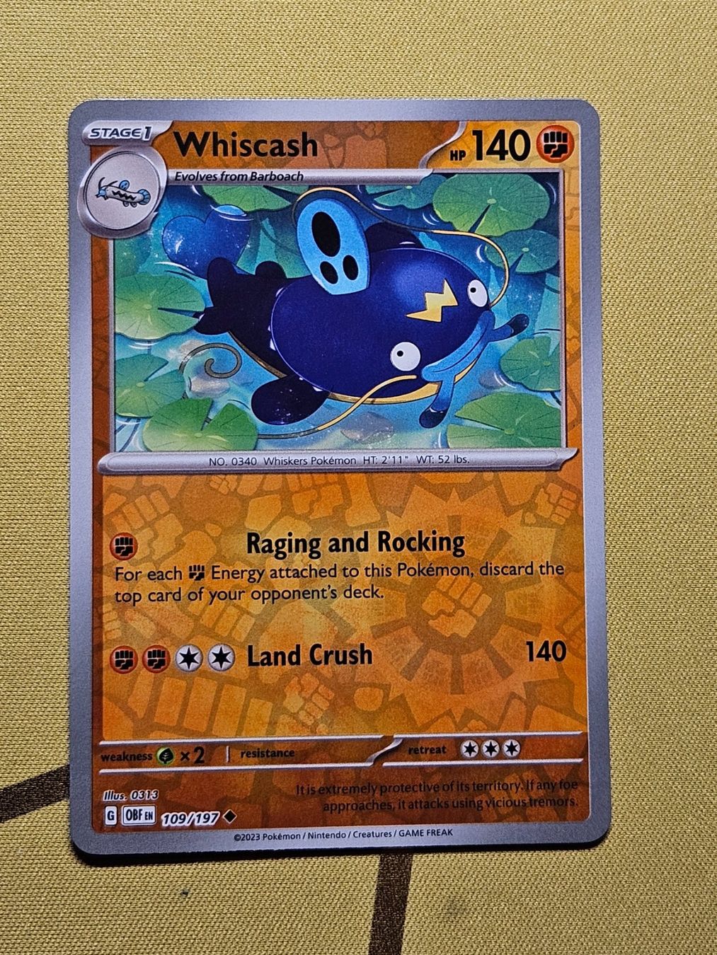 Pokémon Carte collezionabili: Obsidian Flames - Whiscash 109/197 EN – Usato da Bellinzona venduto da Pokemarco