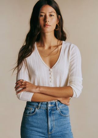 Sézane Pullover Tess ecru XS NEU