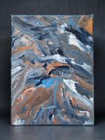 Acrylgemälde goldige Details 18x24 abstrakt, Einzelstück