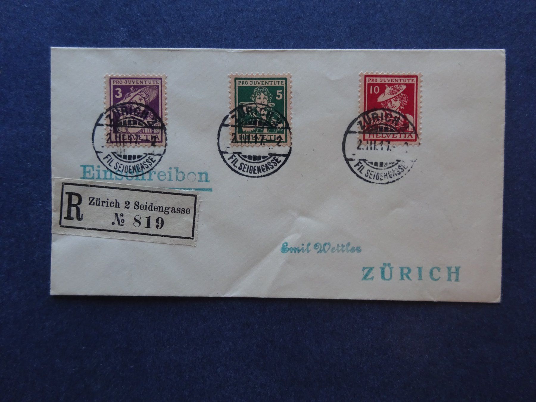 Tutti i francobolli: 1916 Pro Juventute Satzbrief – Usato da Appenzell-Steinegg venduto da adi1975 1
