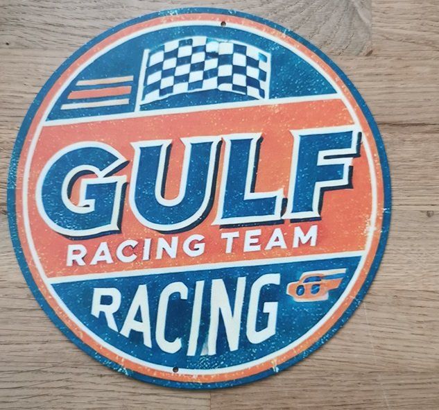 Stylée Rétro Plaque Métal Vintage Gulf Racing 20x30cm - Décoration