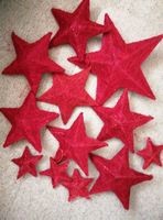 12 Rote Sterne mit Glitzer, Deko, Basteln