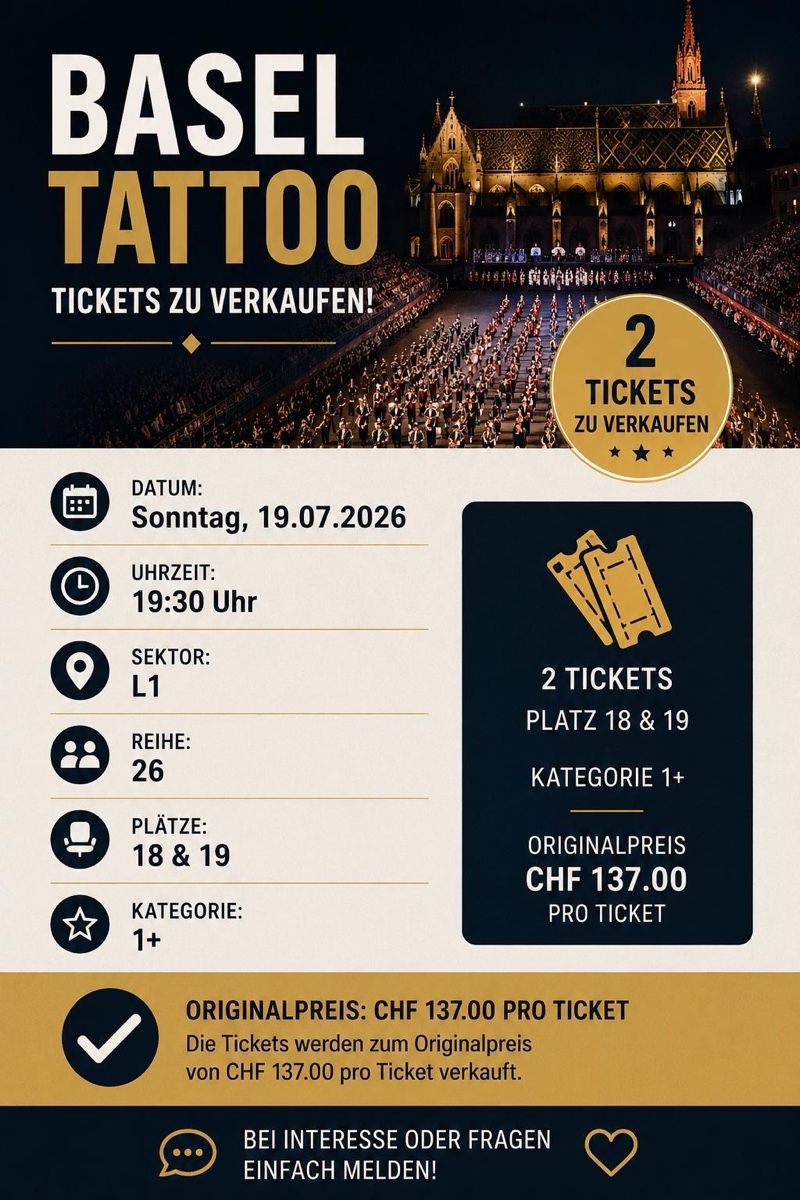 Biglietti: Tickets Basel Tattoo – Nuovo e nell'imballaggio originale da Lohn-Ammannsegg venduto da a.noel84.k