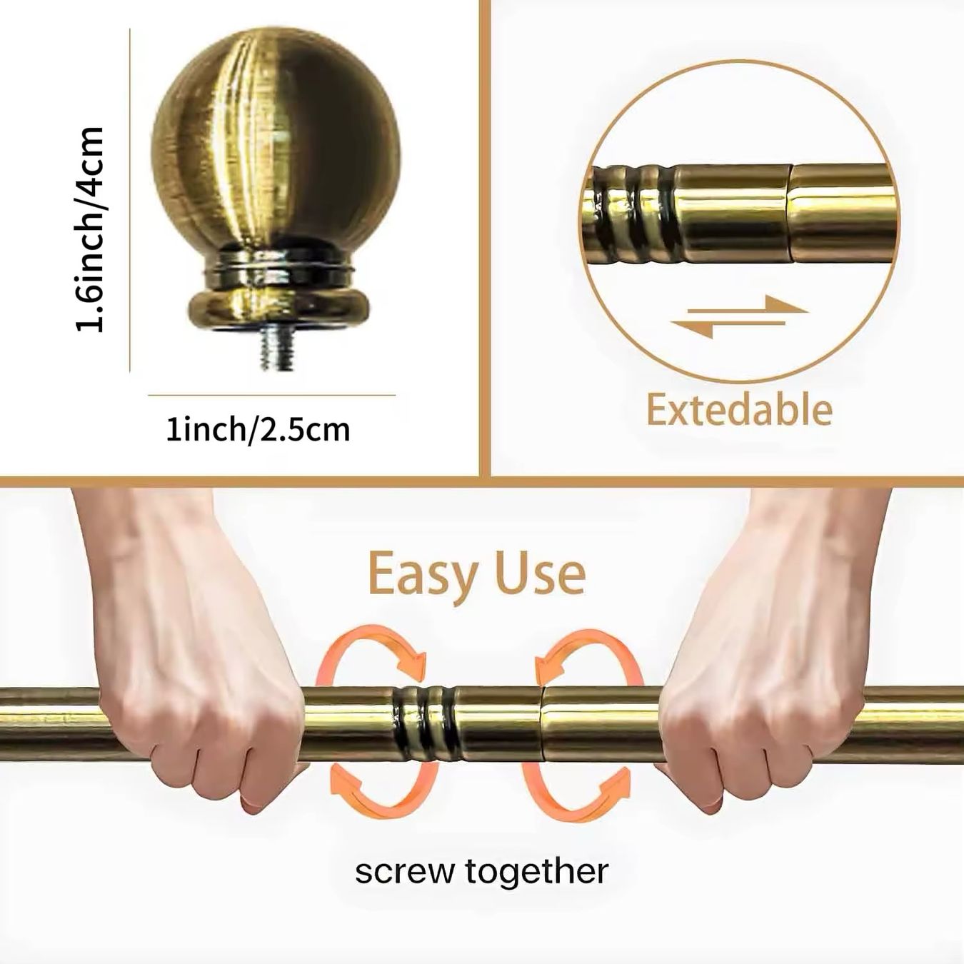 Wandhalterungen: 2 barres de rideaux 2.65m avec Fixations simple et double – Neu und originalverpackt aus Bottens von 2Lens 3
