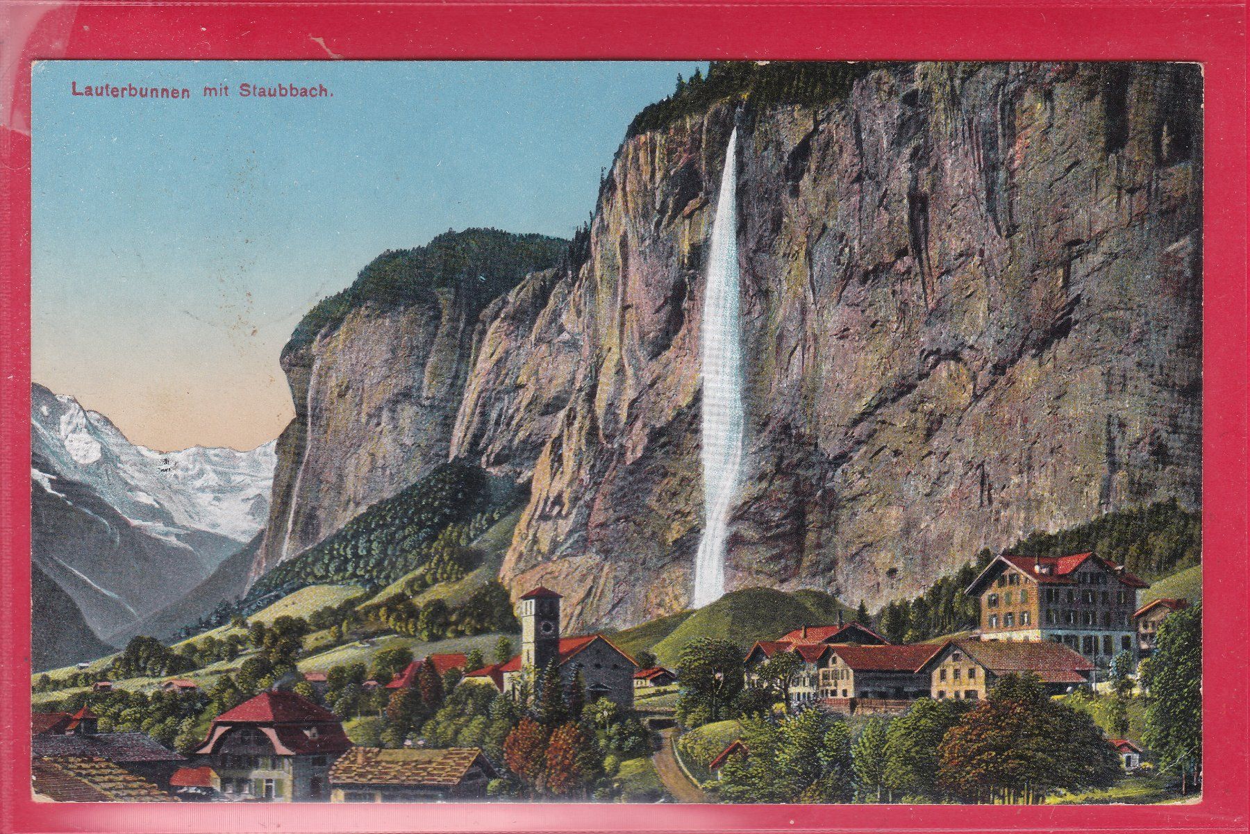 Cartoline postali: LAUTERBRUNNEN MIT STAUBBACH, FELDPOST – Usato da Oberrieden venduto da Gebirgsstelze