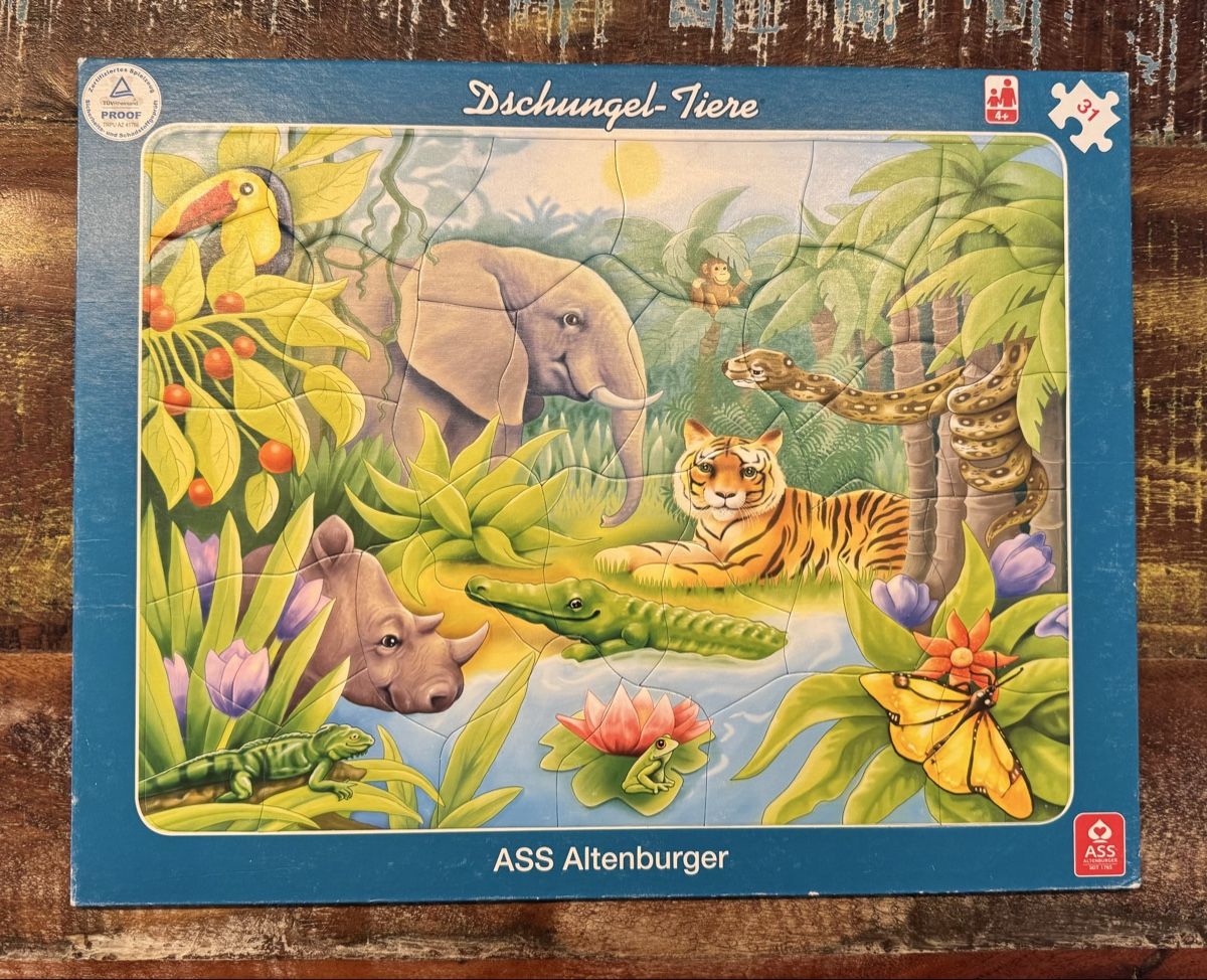 Puzzle: Dschungel Tiere Puzzle , 31 Teile ; +4 – Usato da Flumenthal venduto da Krajan