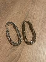 2 Armbänder, silbern & vergoldet