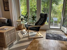 IKEA Sessel Poäng dunkelgrau Holzrahmen