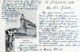 Fribourg FR - L'Hôtel de Ville / Balkenstempel PENSIER  1919