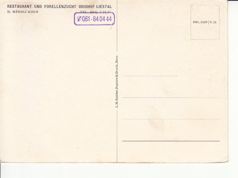 Ansichtskarten: Liestal Orishof ca. 1955 – Gebraucht aus Bürglen TG von StampGraf 1