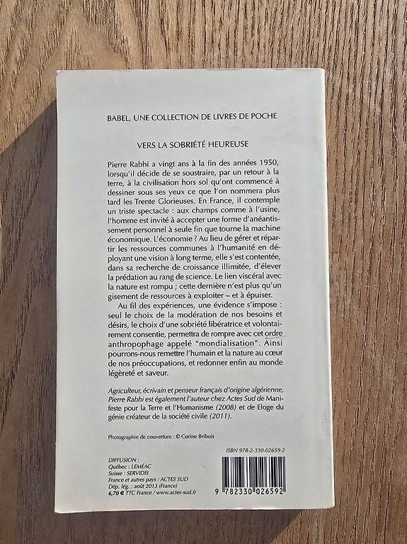Libri: Vers la sobriété heureuse - Pierre Rabhi – Usato da Begnins venduto da psy-harmonie 1