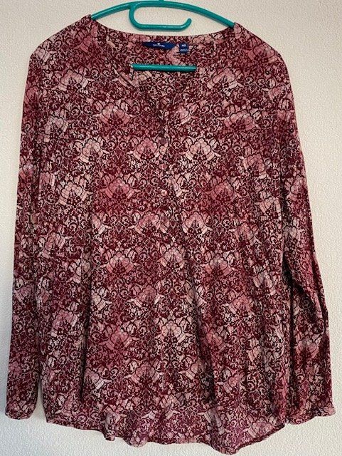 Tom Tailor Camicette: Tom Tailor Bluse, Grösse 40, Weinrot gemustert, Herbst-Look – Usato da Ergisch venduto da July64
