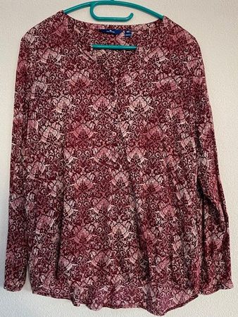 Tom Tailor Bluse, Grösse 40, Weinrot gemustert, Herbst-Look