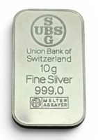 Silberbarren 10 g argent 999.0 UBS Switzerland 