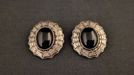 Sterling Ohrclips mit Onyx