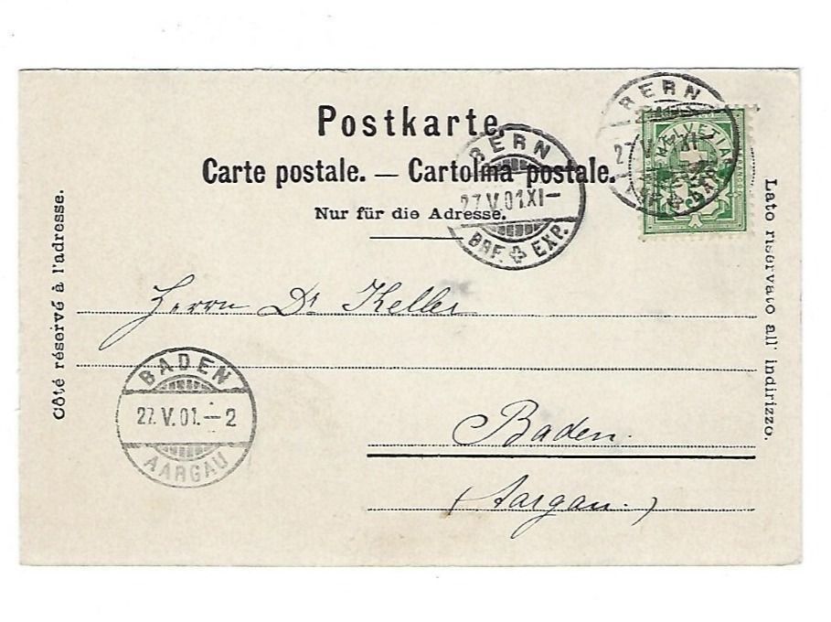 Ansichtskarten: CH, AK Bern Käfigturm 27.5.1901 – Gebraucht aus Hinteregg von McCharly01 1