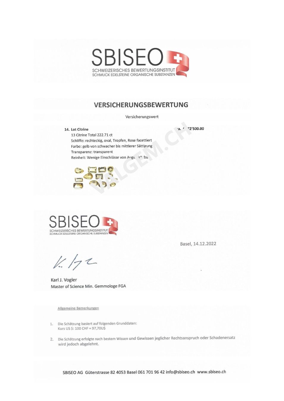 Pietre preziose: Citrine 35.12 ct - CERTIFICAT 386.- Fr. – Nuovo (secondo la descrizione) da Grimisuat venduto da Valgem 3