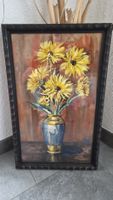 Blumen Aquarell im Rahmen mit Defekt am Holzrahmen