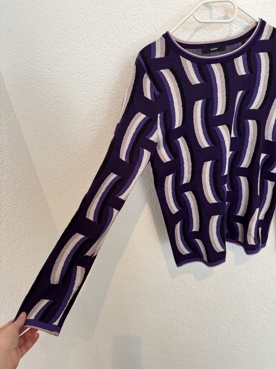 Bonita Maglioni & Felpe: BONITA Pullover violett rosa gemustert Gr. S – Usato da Fislisbach venduto da KolibriSecondhand 2