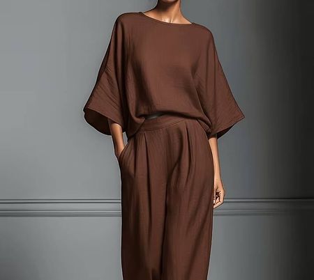 Neues braunes Sommer Set Hose und Bluse Gr. L / XL