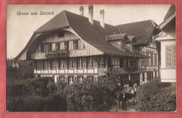 Zäziwil - Gasthaus Rössli mit Kutsche - Fotokarte ca. 1920