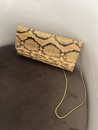 Vintage Python Leather Evening Bag with Strap