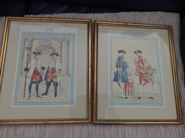 3 tableau dessin place de Palud Lausanne et Suisse et  cadre