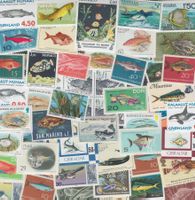 50 verschiedene Sondermarken Fische als Motiv Briefmarken