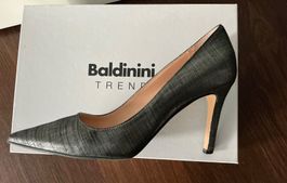 Baldinini gray/silver leather pumps 39
