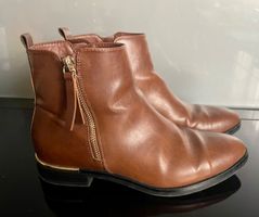DAMEN STIEFELETTEN / STIEFEL - BRAUN/COGNAC - GRÖSSE 37