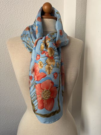 Foulard Longchamp Vintage, motifs floraux 88x88