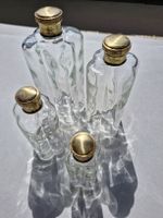 4 Flacons Varenne Paris Glas Messing Deckel Vintage Konvolut