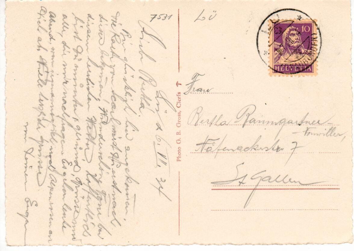 Cartoline postali: Lü im Münstertal 1934 – Usato da Wolhusen venduto da Curver9 1