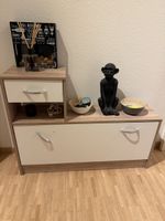 Meuble de rangement bois et blanc avec tiroir et porte