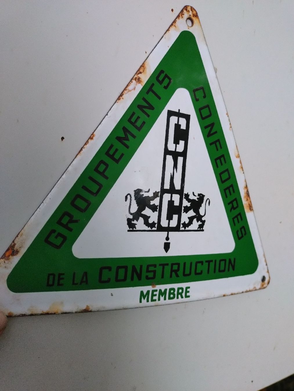 SBB/CFF/FFS Insegne: Plaque Émaillée Groupements Confédérés de la Construction – Usato da Farvagny-le-Grand venduto da LaCaverne 4