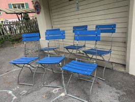 6 wunderschöne Klappstühle blau, Metallgestell