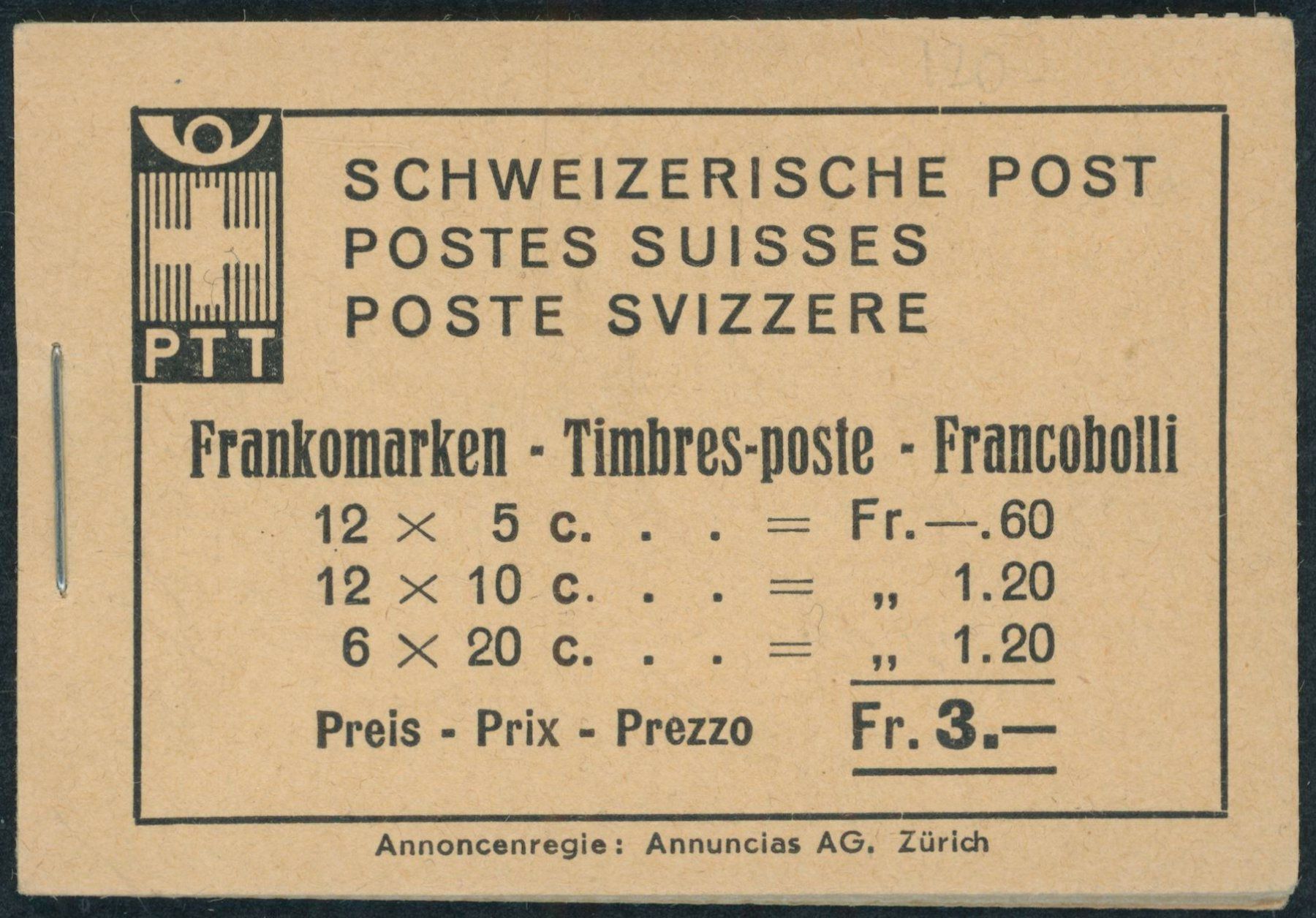 Alle Briefmarken: 1937 - Markenheftchen - Landschaftsbilder – Neu (gemäss Beschreibung) aus Schindellegi von leecollect
