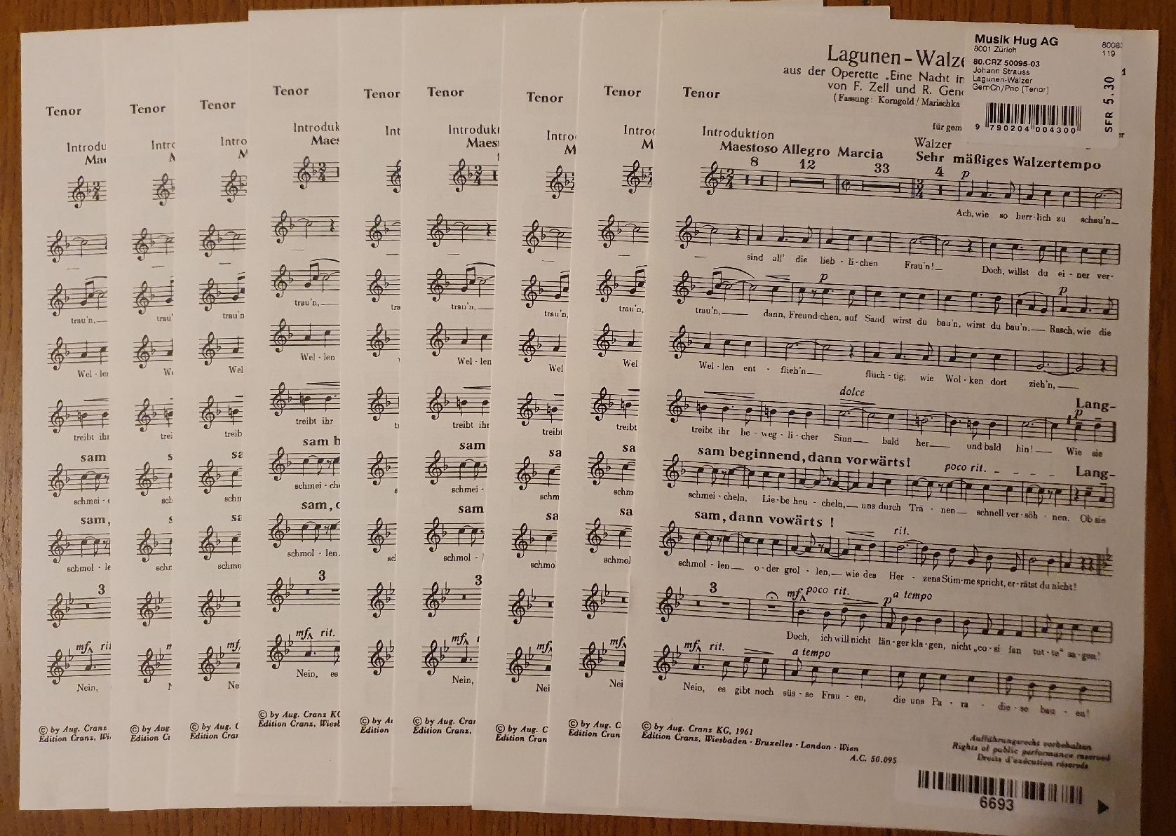 Libri: Johann Strauss Lagunen-Walzer: Chorstimmen, neu – Nuovo (secondo la descrizione) da Zürich venduto da Philotimo 1